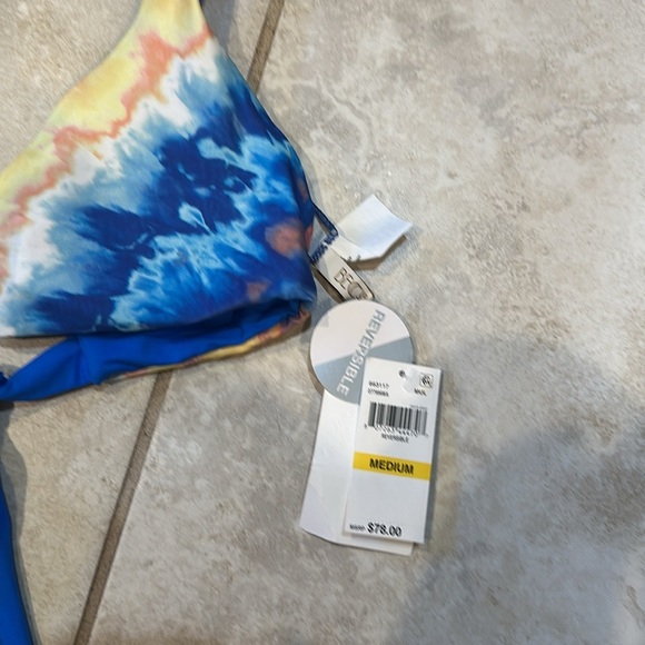 NWT! Becca Over the Rainbow Tie Dye Bralette Bikini Top M Reversible - Picture 4 of 8